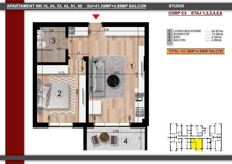 Popesti-Leordeni, investitie, 2 camere tip studio, metrou Berceni, 59.300 euro cash